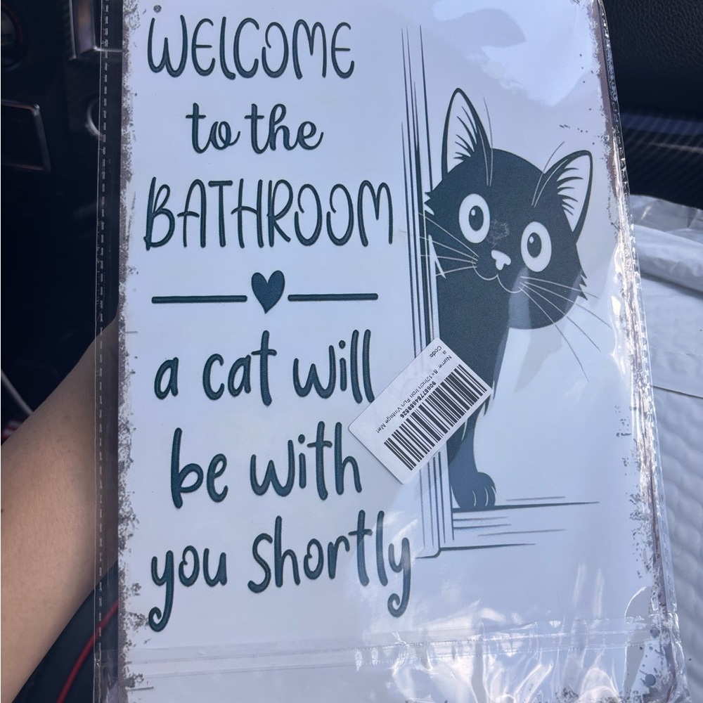 Bathroom Cat Wall Mat - White and Black